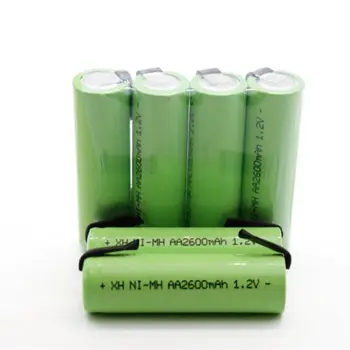 1.2 AA акумулаторна батерия, 2600 mah NI-MH клетки Зелена обвивка със заваръчни раздели за електрически самобръсначки Philips бръснач четка за зъби