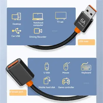 1,5 м Найлонова Оплетка Удлинительный кабел USB 3.0 За мъже и жени Високоскоростен Кабел за предаване на данни Удлинительный Кабел за компютър и принтер