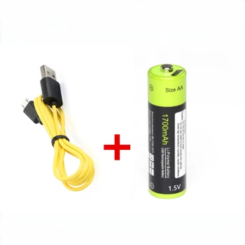 1 БР. ZNTER 1,5 AA 1700 mah акумулаторна литиево-йонна батерия USB литиево-полимерна батерия + кабел Micro USB