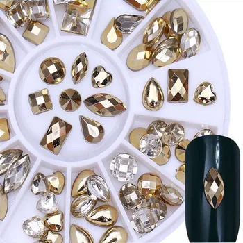 1 Кутия 3D Crystal Кон Очите Скъпоценен Камък Блести Кристали направи си САМ Дизайн на Ноктите Съвети за Декорации за Маникюр Колелото