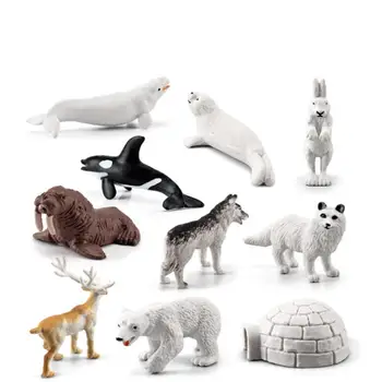 10 бр/пакет, Арктически Животни, Модел, Полярни Фигурки на Животни, Миниатюрни Сладки Бебешки Играчки, Бижута