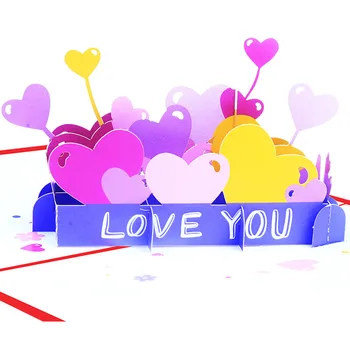10шт Ръчно изработени Цветно Кух Сърце 3D Поп Поздравителен Покана, поздравителна Картичка за Благодарност на Св. Валентин, Коледа Сватба е Подарък за рождения Ден