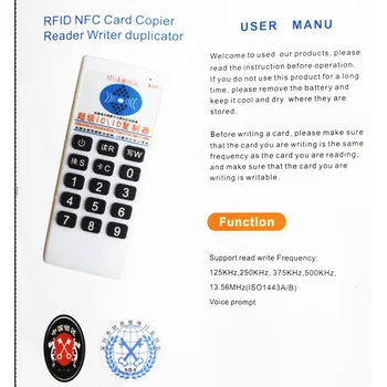 125 khz-13,56 Mhz Фотокопирна Машина Cloner Ръчно RFID NFC IC Card Reader Писател + 3шт 125 khz T5577 Етикет, Стикер
