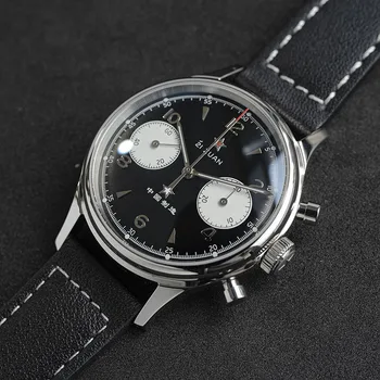 1963 пилот механичен мъжки часовник модерен ръчен часовник с черен циферблат сапфир кристал официалните версии на панда водоустойчив 38 мм оригинален