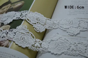 (2 бр./лот) бяло памучно венецианское дантела с цветен модел, дантелени тъкани с високо качество, бродирана тапицерия 1706227