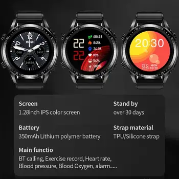 2 в 1 Часове Bluetooth 5.0-съвместими часовници, Безжични Стерео Слушалки за измерване на кръвното налягане и сърдечната честота Слушалки Монитор W H0a4