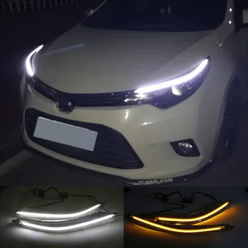 2 елемента За Toyota LEVIN-2017 LED Светлини DRL Вежди Дневен Ходова Светлина Тече динамичен Жълт