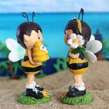 2 елемента Малка пчела събира нектар смола занаяти украса смола кукла пясък