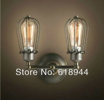 2013 НОВА Стенен лампата на Едисон с двойни глави в ретро стил за домашно осветление, Промишлено Подвесное Осветление AC110V-240V