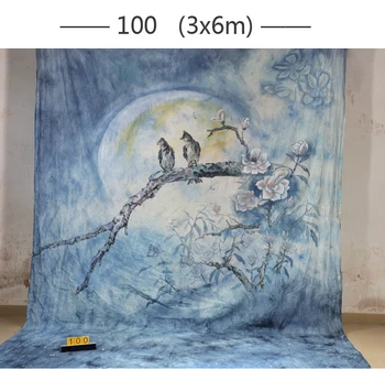 2017 10*20 фута Ръчно Рисувани текстилен фон за снимки на сватбата, toile de fond studio photo100, муслиновые живописни фонови снимки на птици