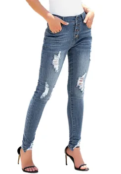 2020 нови дамски скъсани дънки с висока талия, модерни ежедневни стегнати дънки, тесни панталони-молив, панталони, дънки S-2XL