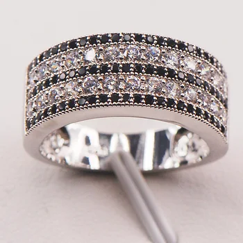 2020 ново елегантно ретро черно-бяло висококачествена трислойна шарени диамантен пръстен като подарък сватбена женски брендовое бижу