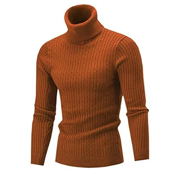 2021 Мъжки пуловер с висока воротом, Есенно-зимен мъжки Пуловер с висока воротом, Топло вязаный Пуловер, Топло мъжки пуловер, мъжки дрехи