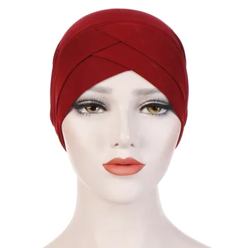 2021 Пълно Покритие на Вътрешния Хиджаб, Шапки Мюсюлмански участък Тюрбан капачка Ислямски Шал Качулка Плътен цвят Под един Шал шапки turbante mujer