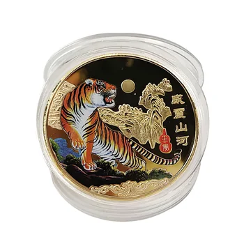 2022 Китай Година На Тигъра Оригиналната Възпоменателна Монета Биметаллическая Събиране На Злато, Сребро Китайската Нова Година Култура Боядисана Айде