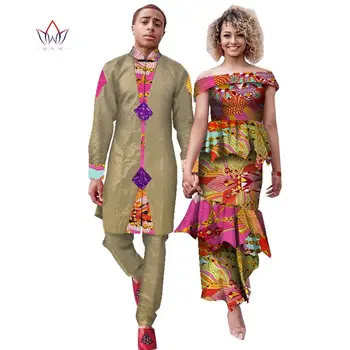 2022 Нова Подходящо Облекло За двойки, Комплект от Дамски Поли и Мъжки панталони, 2 Комплекта Дрехи За Двойката, Африканска Дрехи За Влюбени, WYQ701