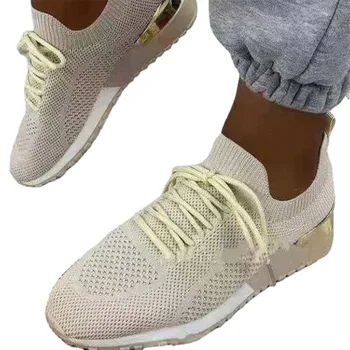 2022Za Спортни Обувки за ennis Обувки Дантела Модни Дишащи Меш Маратонки на Равна Подметка Обувки Deportivo Mujer