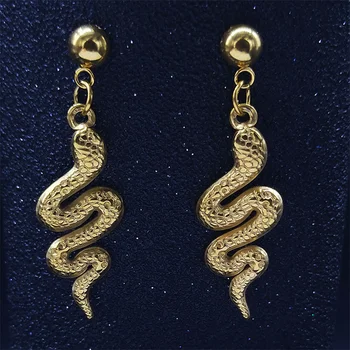 2023 Модни Обеци-Карамфил под формата на Змии от Неръждаема Стомана за Жени Златист Цвят, Обеци с Животни, Бижута яка serpiente E9331S02