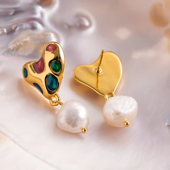 2023 Нови обеци от естествени перли, дамски цветни кристални леки луксозни обеци лични изискани бижута
