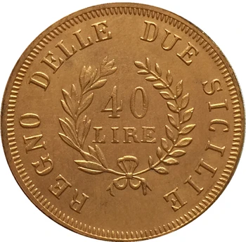 24 - Каратная позлатен копие монети италиански щати 40 лири 1813 г. - Йоахим Мурат