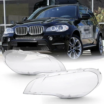 2X Автомобили Прозрачен Капак на обектива фарове Смяна на светлина Капачка на корпуса на лампата За-BMW X5 E70 2008-2013 Ляв и Десен