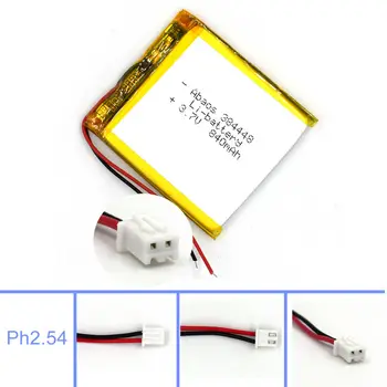 3.7 В Lipolymer 840 ма 384448 Батерия с 2Pin JST Конектор Акумулаторни Клетки за Лампи Led Камера, GPS