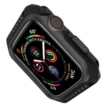 3 в 1 Apple Watch Мек Силиконов Каучук + устойчив на удари Защитен Калъф + Фолио за екран за Apple Watch SE Series 6 5 4 3 2 1 умни часовници