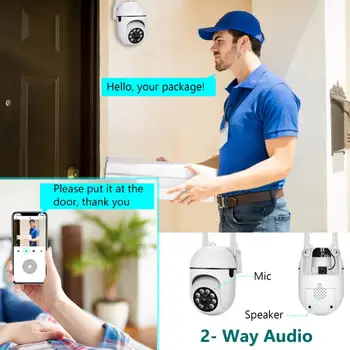 3-Мегапикселова IP Камера, Wifi Открит AI Откриване на Човек Аудио 1080P Безжична Камера за Видеонаблюдение P2P Цифрово Увеличение Мини Камера, Wifi
