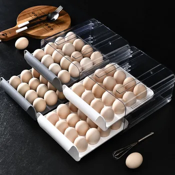32-решетеста Кутия За Съхранение на Яйца, Защита от падане, Кутия За Съхранение на Пресни Яйца, Прозрачен двуслойни с Кухненски Кутия За Съхранение на Яйца