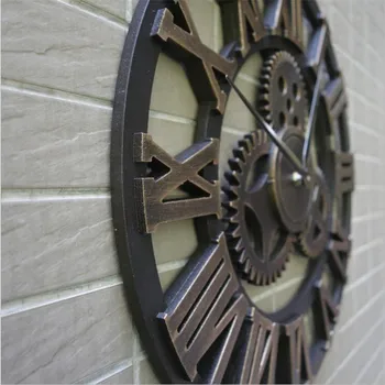 3D Големите Класически Реколта Ретро Дървени Стенни Часовници Римски Висящи Часовници Европейски Стил Декор Хол Стенен Часовник с Модерен Дизайн