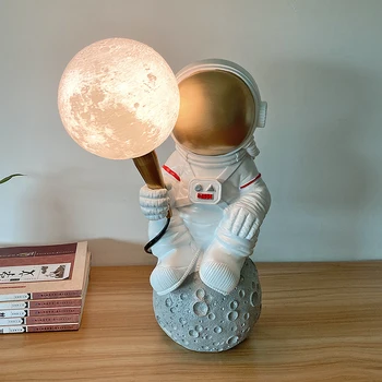 3D печатна лунна лампа астронавт детска настолна лампа Скандинавски творчески астронавт спалня лампа детска научна фантастика подарък