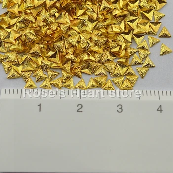 500 бр. метален 3d златна върха на стрелата матиран триъгълник на красотата декорации за нокти, декорации за дизайн на ноктите, Инструменти За Полагане на 2 мм 3 мм