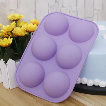 6 Дупки Силиконова Сфера на Форма За Печене на 3D Шоколад Форма на Cupcake Форма За Торта направи си САМ Декоративна Форма За Торта Половин Топка, Форми За Печене на Мухъл