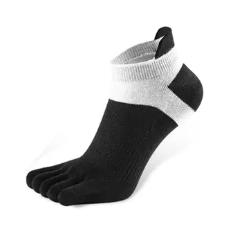 6 Чифта Мъжки Дишащи Меш Ластични Чорапи Памук Пет Пръста Защита На Петата За Бягане Спортни Чорапи Глезена