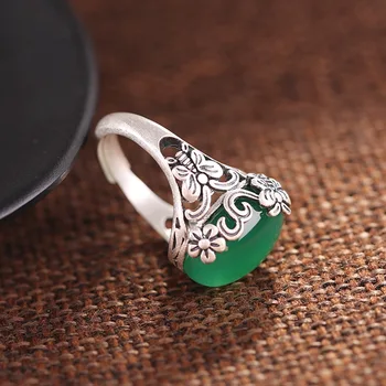 999sterling сребърен пръстен с инкрустиран ретро откриването на дама сребърни бижута на едро подарочное пръстен