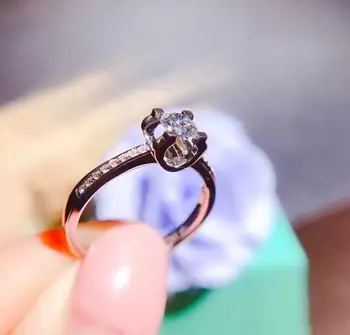 AEAW 0,3 Карата Кръг Нарязани на Годежен Сватбена Пръстен С Естествен Истински диамантен пръстен За Жени От Този Бяло Злато 18 Карата