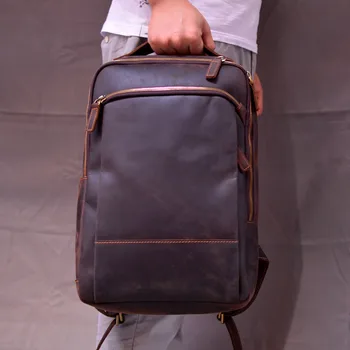 AETOO Ретро Раница от естествена кожа, мъжка чанта, чанта за 16 инча лаптоп, чанта с колан на багаж, училищна чанта