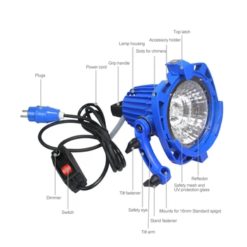 ALUMOTECH Затемняющий Волфрам 1000 W 220 В LightX3 + подставках3 + UV-Защитно Стъкло + Лампа + Врата Лампа Комплект За Студийната Видео