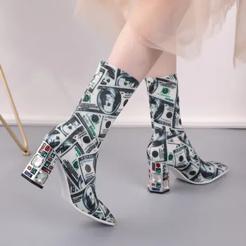 ASHIOFU/ 2020 г. Нови обувки ръчна изработка на обувки с високи токчета с кристали; Пикантни вечерни ботильоны; Фотография; Модни вечерни зимни къси ботуши