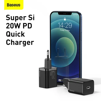 Baseus Super Si C USB Зарядно Устройство 20 W За iPhone 12 Pro Max Подкрепа Type C PD Бързо Зареждане на Преносимо Зарядно За Телефон Huawei, Xiaomi