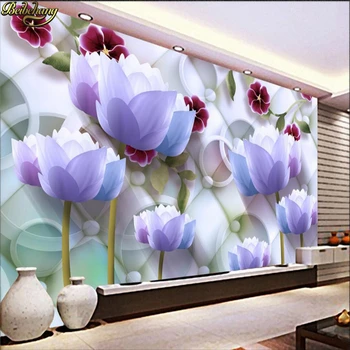 Beibehang Потребителски фото тапет голяма фреска на 3D стерео лотос дневна спалня модерен фон стенописи papel de parede