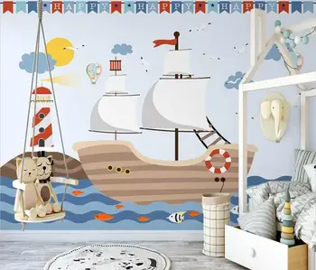 Beibehang Средиземноморската детска стая papel de parede 3d Тапети Анимационен Филм Рисувани Стенни фото тапет Детска Спалня подове