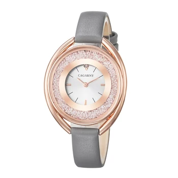 Cagarny Кварцови Часовници За Жените Най-Луксозна Марка Модни Дамски Ръчни Часовници Дамски Модни Кожени Блестящи Кристални reloj mujer