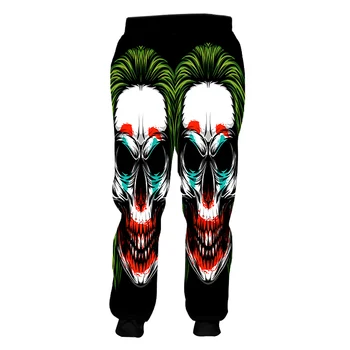 CJLM Нови Мъжки Спортни Панталони с 3D Принтом Клоун, Панталони Ужасите с Черепа, Красиви Мъжки Панталони в стил Хип-Хоп, Готически Лъскави Панталони