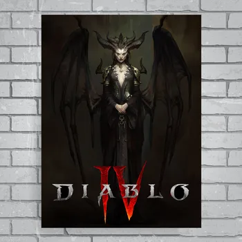 Diablo IV HD Игри Плакат на Diablo Iv Лилит Аниме платно Картина Стенни Превъртане платно Етикети На Стената плакат Декорация на Дома, Живопис