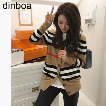 Dinboa-вязаный жилетка Y2kcoat Дамски пролет 2022 Нов корейски Свободен и универсален пуловер Женски пуловер с дълги ръкави и Тънък Стил