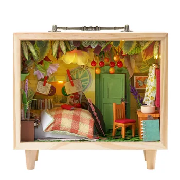 DIY Wooden Куклена Къща Casa Миниатюрен С Комплект Мебели Кутия За Съхранение на Кукли Съберат Играчка Къщичка за Деца Подаръци за Приятелки