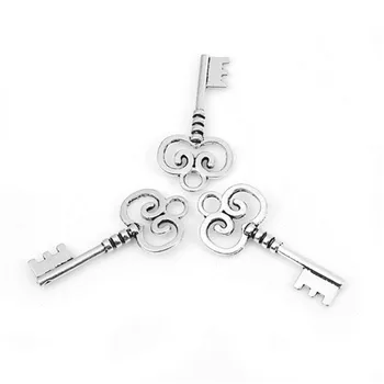DoreenBeads Модни Медальони От сплав На основата На цинк Ключ сребърен цвят Сърцето Бижута направи си САМ Изводи Components41 мм x 19 мм (6/8