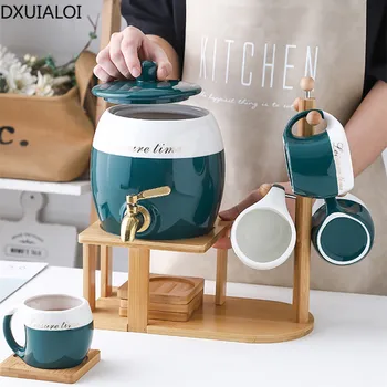 DXUIALO прост чайник с голям капацитет на потребителска топлоустойчива за празнични партита, комплект чаши за напитки с вода