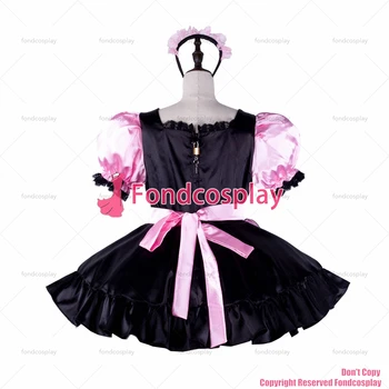 Fondcosplay за възрастни секси обличане сиси мома кратко розово, черно атласное рокля запирающийся престилка Униформи костюм CD/TV[G2330]